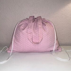 Tous canvas pink polka dot drawstring tote bag backpack